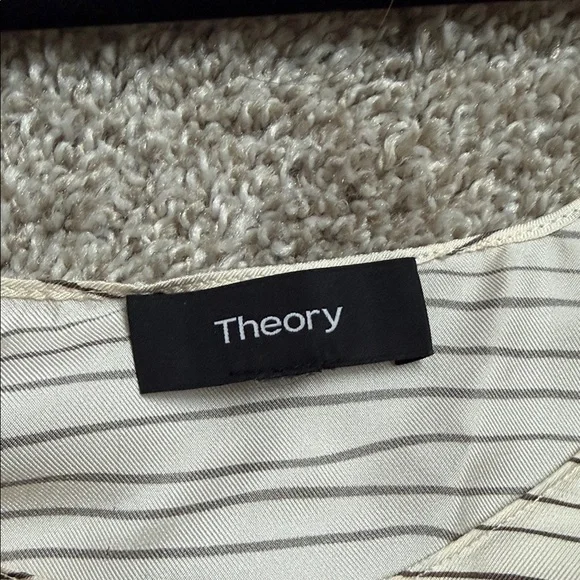 Theory Ivory and Charcoal Striped Tank Top M / L - Picture 2 of 4